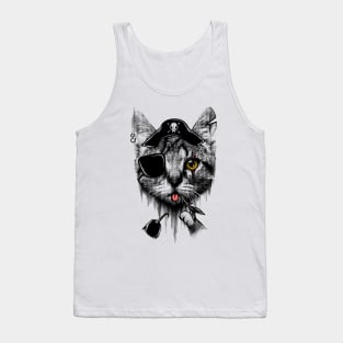 Cat Pirate Eyepatch Vintage Art Tank Top